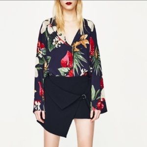 NEW Zara Navy Skort Loop Buckle XS